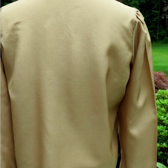 Vintage 80's Ruffled Caramel Blouse, Sz M - Picture 4 of 16